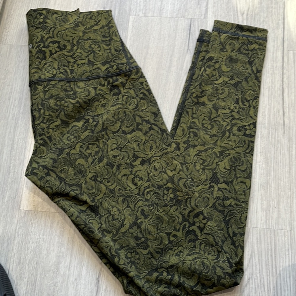 lululemon athletica Olive Green Floral Print High-Rise Leggings
